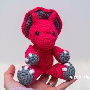 Crochet Pattern PDF Download Small Dinosaur Crochet Pattern, Crochet Dinosaur Pattern, Dinosaur Amigurumi, Mini Tanner the Triceratops image 2