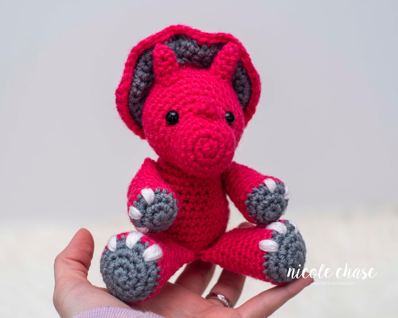 Crochet Pattern PDF Download Small Dinosaur Crochet Pattern, Crochet Dinosaur Pattern, Dinosaur Amigurumi, Mini Tanner the Triceratops image 2