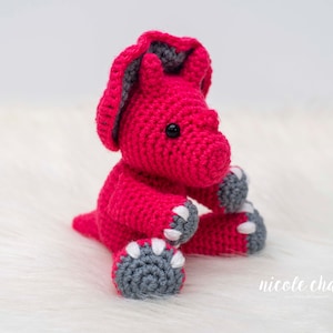 Crochet Pattern PDF Download Small Dinosaur Crochet Pattern, Crochet Dinosaur Pattern, Dinosaur Amigurumi, Mini Tanner the Triceratops image 1