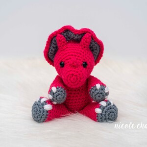 Crochet Pattern PDF Download Small Dinosaur Crochet Pattern, Crochet Dinosaur Pattern, Dinosaur Amigurumi, Mini Tanner the Triceratops image 3