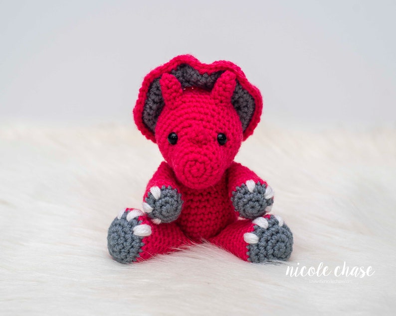 Crochet Pattern PDF Download Small Dinosaur Crochet Pattern, Crochet Dinosaur Pattern, Dinosaur Amigurumi, Mini Tanner the Triceratops image 3