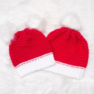 Download do padrão de crochê em PDF | Padrão de gorro de Natal em crochê, padrão de chapéu de crochê, chapéu de Papai Noel, gorro de Natal simples