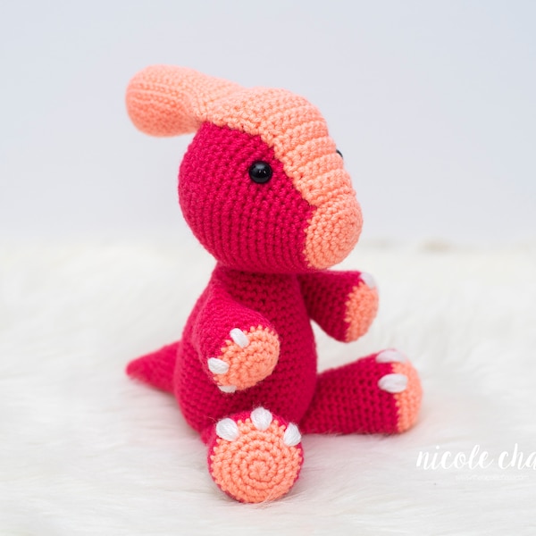 Crochet Pattern PDF Download | Dinosaur Crochet Pattern, Crochet Dinosaur, Amigurumi Parasaurolophus, Parker the Parasaurolophus