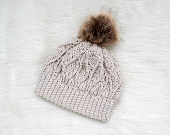 Crochet Pattern PDF Download | Crochet Cable Beanie, Winter Hat Pattern, Toque for Women, Kids, Baby