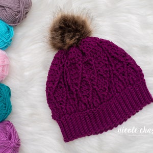 Crochet Pattern PDF Download | Crochet Cable Beanie, Hat Pattern, Easy Crochet Beanie, Winter Hat Pattern, Cable Crochet Hat, Toque