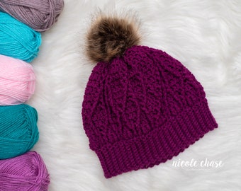 Crochet Pattern PDF Download | Crochet Cable Beanie, Hat Pattern, Easy Crochet Beanie, Winter Hat Pattern, Cable Crochet Hat, Toque