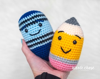 Crochet Pattern PDF Download | Pencil Crochet Pattern, Crayon Crochet Pattern, Pencil Amigurumi, Back to School Amigurumi