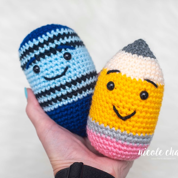 Crochet Pattern PDF Download | Pencil Crochet Pattern, Crayon Crochet Pattern, Pencil Amigurumi, Back to School Amigurumi