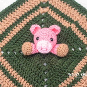 Crochet Pattern PDF Download | Pig Lovey Crochet Pattern, Crochet Pig Lovey Pattern, Pig Security Blanket, Farm Animals, Hug Me Pig Lovey