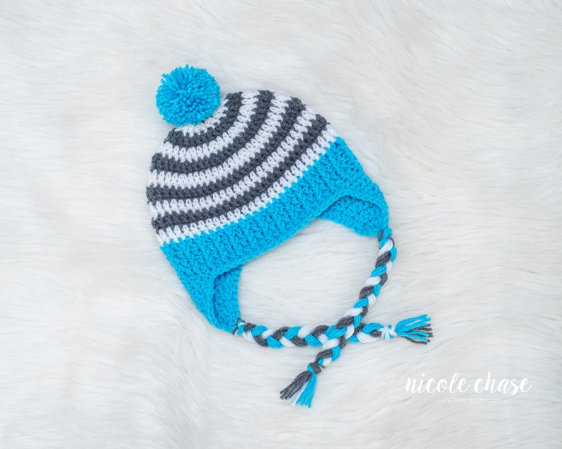 Crochet Pattern PDF Download Earflap Hat Pattern, Crochet Hat Pattern for Boys, for Toddlers, for Kids image 2