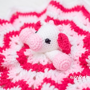 Crochet Pattern PDF Download | Cow Lovey Crochet Pattern, Crochet Cow Lovey Pattern, Cow Security Blanket, Farm Animals, Hug Me Cow Lovey