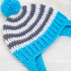 Crochet Pattern PDF Download Earflap Hat Pattern, Crochet Hat Pattern for Boys, for Toddlers, for Kids image 3