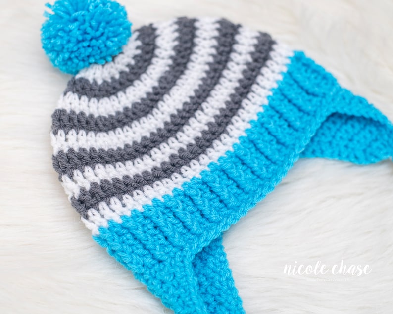 Crochet Pattern PDF Download Earflap Hat Pattern, Crochet Hat Pattern for Boys, for Toddlers, for Kids image 3