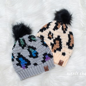 Crochet Pattern PDF Download | Crochet Leopard Beanie Pattern, Crochet Leopard Hat Pattern, Leopard Print, Leopard Crochet, Multiple Sizes