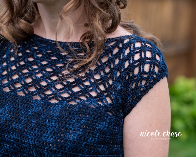 Crochet Pattern PDF Download Simple Crochet Top Pattern for Women, Short Sleeve Easy Summer Tee, Size Inclusive XS-5X image 3