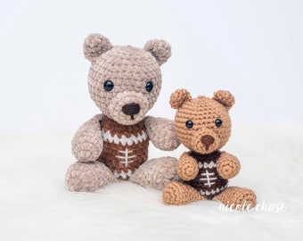 Crochet Pattern PDF Download | Football Teddy Bear, Football Bear, Amigurumi Bear, Fumble the Football Bear