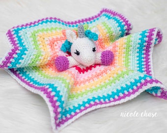 Crochet Pattern PDF Download | Crochet Unicorn Lovey Pattern, Baby Unicorn Crochet Pattern