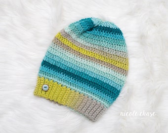 Crochet Pattern PDF Download | Crochet Beanie Pattern, Crochet Hat Pattern, Slouchy Hat, Slouch Hat Pattern