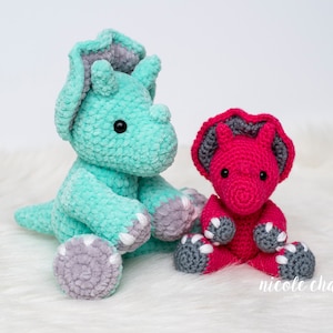 Crochet Pattern PDF Download | Small Dinosaur Crochet Pattern, Crochet Dinosaur Pattern, Dinosaur Amigurumi, Mini Tanner the Triceratops