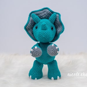 Crochet Pattern PDF Download Dinosaur Crochet Pattern, Crochet Dinosaur Pattern, Dinosaur Amigurumi Pattern, Tanner the Triceratops image 2