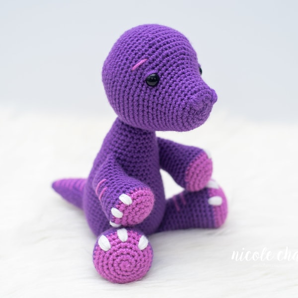 Crochet Pattern PDF Download | Dinosaur Crochet Pattern Brontosaurus, Dinosaur Amigurumi, Longneck, Andy the Apatosaurus