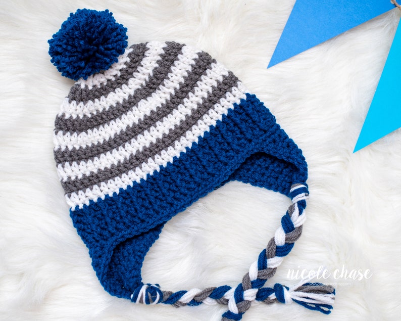 Crochet Pattern PDF Download Earflap Hat Pattern, Crochet Hat Pattern for Boys, for Toddlers, for Kids image 1