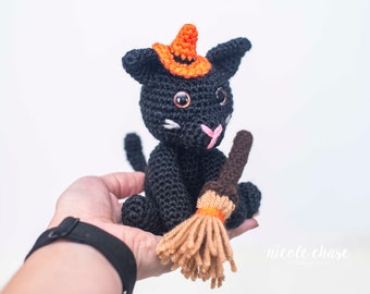 Crochet Pattern PDF Download | Halloween Cat, Witch, Black Cat Crochet Pattern, Cobweb the Cat