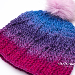 Crochet Pattern PDF Download | Cabled Crochet Beanie Pattern, Fitted Beanie, Crochet Toque for Women, Sunset Hills Beanie