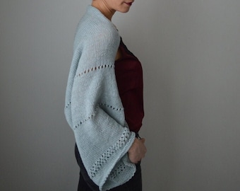 Knit Shrug Bolero, Gray Knitted Cardigan, Plus size women shrug, Short cover up, Hand knit bolero, Boho Summer shrug, Half Sleeve Cardigan