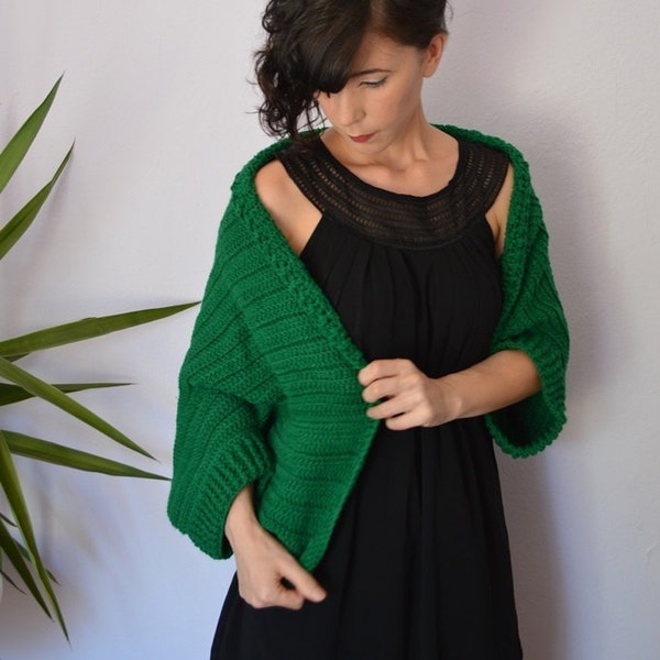 Crochet Cardigan Sweater. Plus Size Shrug Sweater. Green Crochet Bolero Shrug. Crochet Shrug Sweater. Oversize Bolero