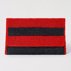 Cartera de mano de ganchillo. Monedero de ganchillo tipo sobre. Bolso de ganchillo de verano. Cartera de mano plegable de ganchillo. Bolso de noche. Artículo de moda. Regalo para mujeres Rojo