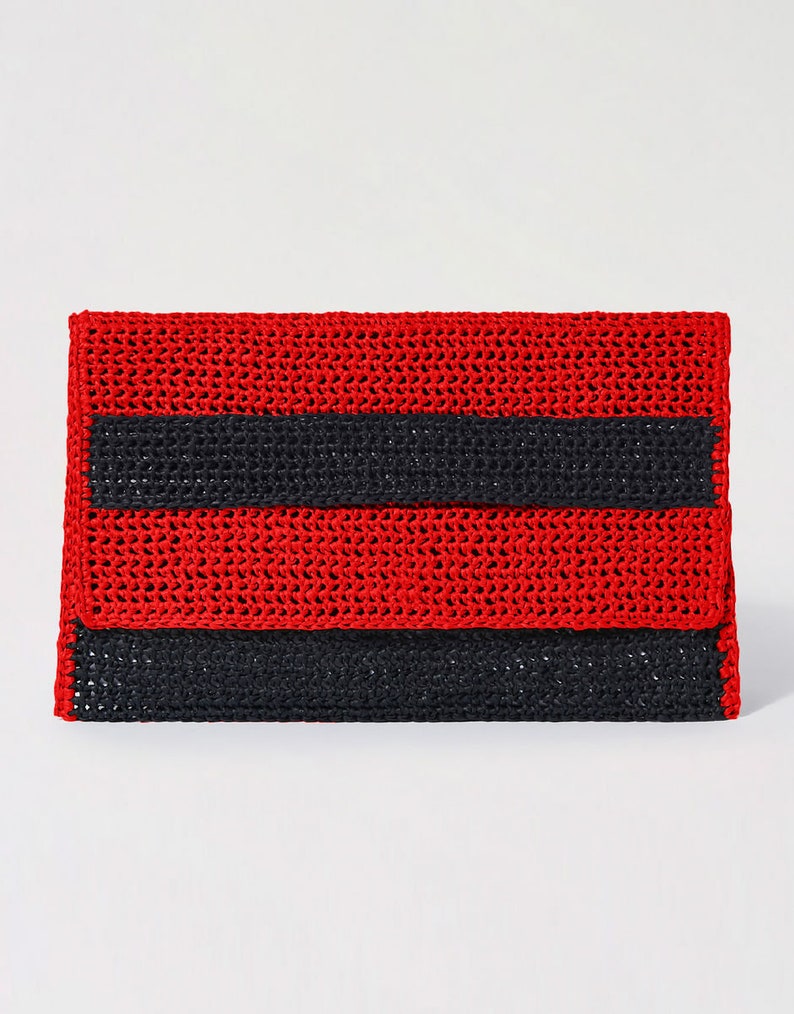 Cartera de mano de ganchillo. Monedero de ganchillo tipo sobre. Bolso de ganchillo de verano. Cartera de mano plegable de ganchillo. Bolso de noche. Artículo de moda. Regalo para mujeres Rojo