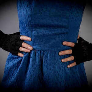 Gothic Fingerless Gloves. Crochet Lace Gloves. Black Lace Gloves. Crochet Fingerless Gloves. Half Finger Gloves. Victorian Cotton Gloves. image 1