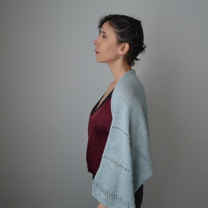 Knit Shrug Bolero, Gray Knitted Cardigan, Plus size women shrug, Short cover up, Hand knit bolero, Boho Summer shrug, Half Sleeve Cardigan image 3