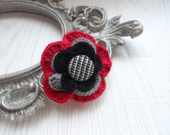 Rose Flower Brooch, Crochet Flower Pin, Vintage Crochet Flower, Crochet Flower Brooch, Pin Crochet Flower, Bohemian Style