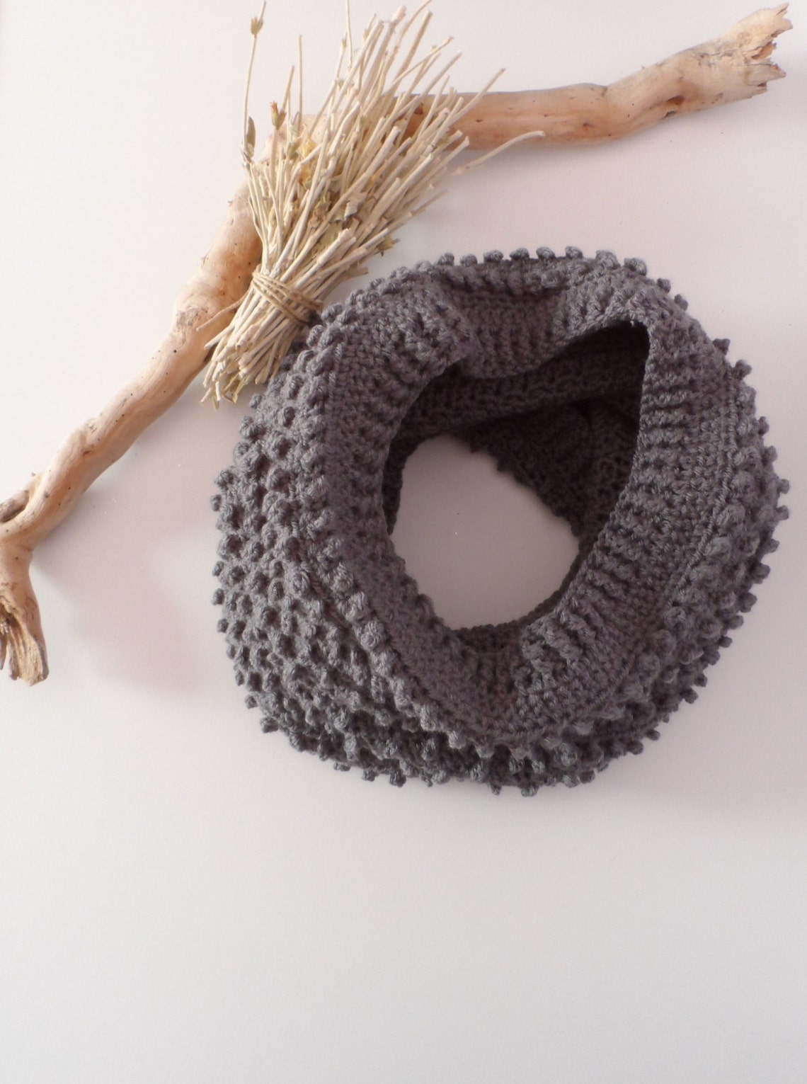 Chunky Gray Infinity Scarf, Wool Scarf Cowl, Snood Scarf, Chunky ...
