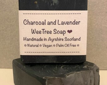 Charcoal and Lavender Scottish Natural Handmade Vegan Soap Bar