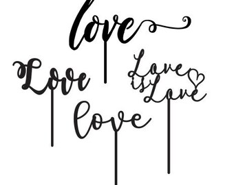 Love Cake Topper Bundle SVG PDF FILE - Glowforge, Vector, Cut File, Laser Cut Template, Cricut, Silhouette, Wedding, Engagement, Anniversary