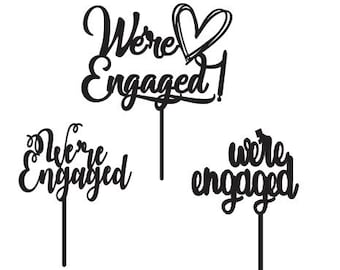We're Engaged Topper Bundle SVG PDF FILE - Glowforge, Vector, Cut File, Laser Cut Template, Cricut, Silhouette, Engagement, Bride Groom