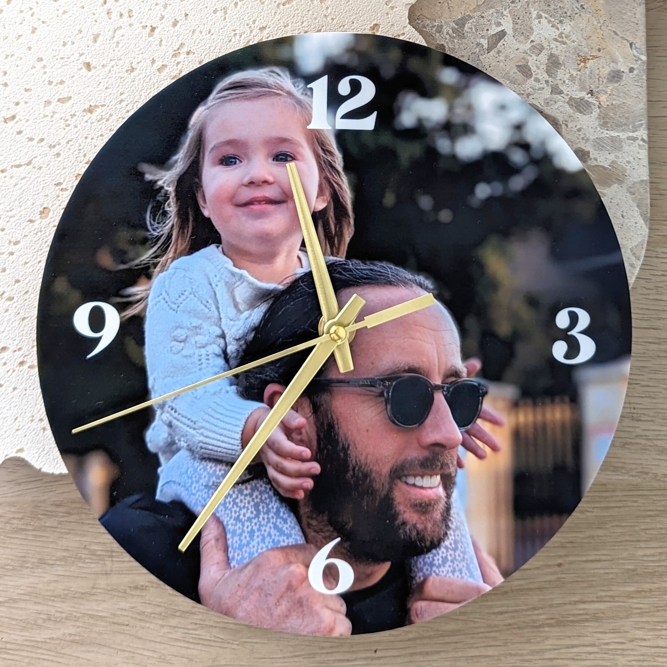 Photo Clock / Black or Gold Hands / Printed Photo / Acrylic Wooden ...
