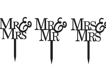 Mr & Mrs / Mr + Mr / Mrs + Mrs - CakeTopper Bundle SVG PDF FILE - Glowforge, Vector,  Laser Cut Template File, Cricut, Silhouette, Wedding