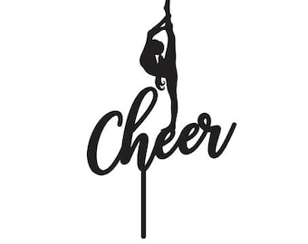 Cheerleader Cake Cupcake Topper SVG PDF FILE - Glowforge, Vector, Cut File, Laser Cut Template, Cricut, Silhouette, Cheer, Cheerleading