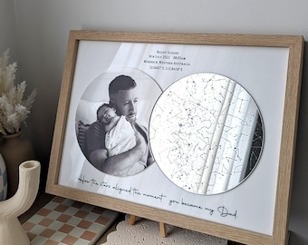 Framed The Moment You Became My Dad Star Map (1 - 4 children options) / Fathers Day / Mothers Day / Sky chart / Mirror plaque / Wall art