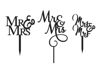 Mr & Mrs Topper Bundle SVG PDF FILE - Glowforge, Vector, Cut File, Laser Cut Template, Cricut, Silhouette, Wedding, Bride Groom, Anniversary