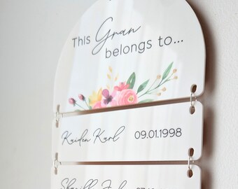Grandchildren hanging plaque / Personalised Grandparent Mothers Day Gift Grandparents Sibling Australia Customised Sign Grans Florals Flower