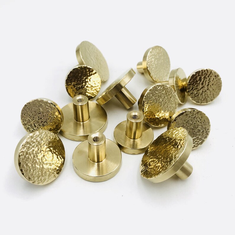 Brass Knob Midcentury Modern Round Knob Knob Etsy