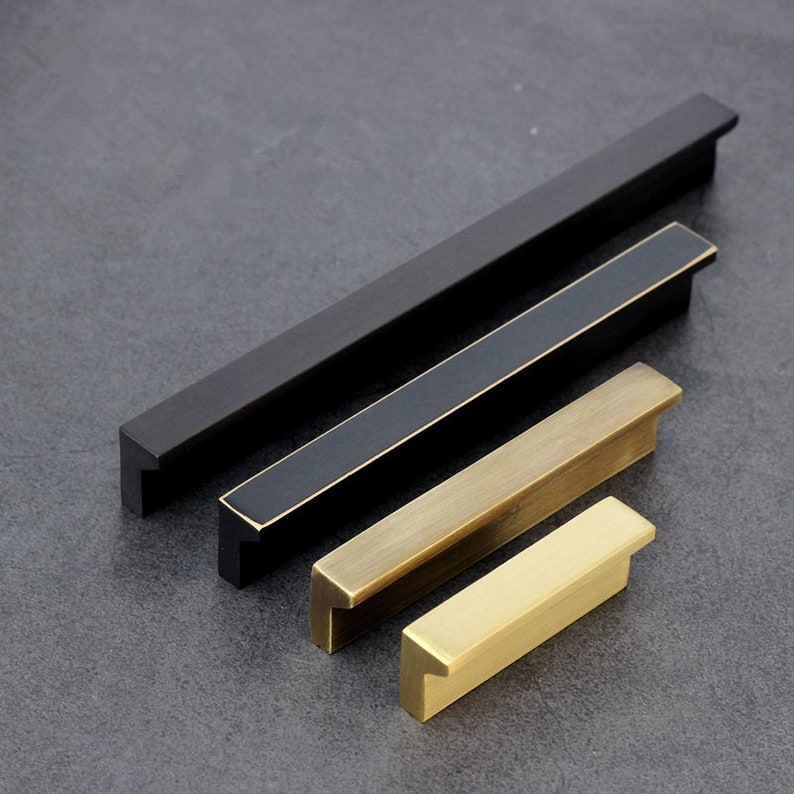 Brass Drawer Pull Drawer Pulls and Knobs in Brass L Type Etsy