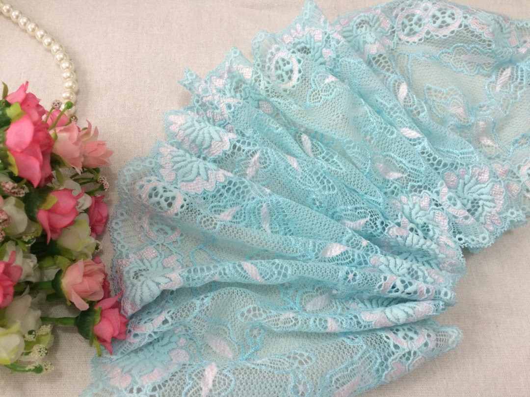 2 Yards Light Blue Lace Trim Floral Embroideried Lace 6.69 - Etsy