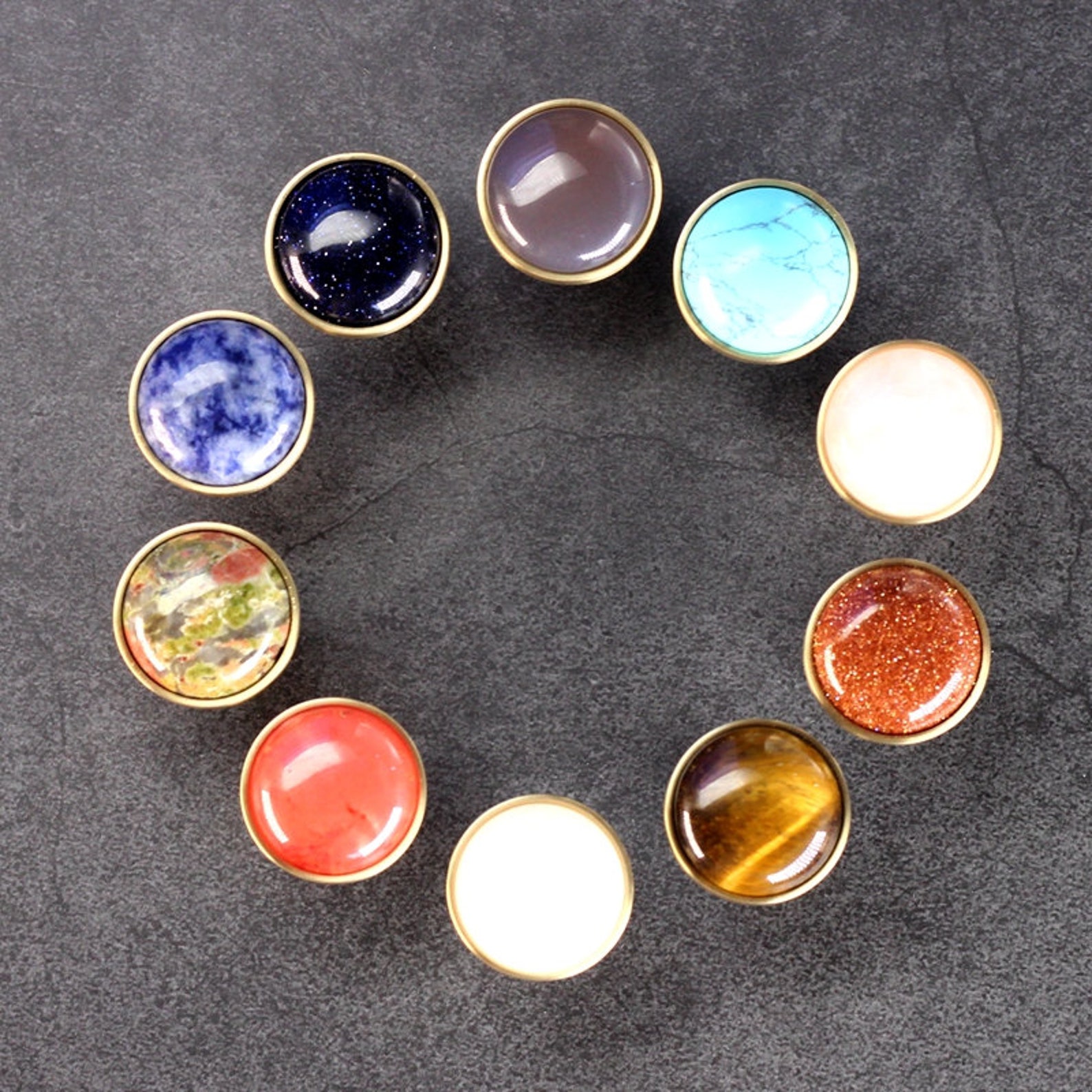 Brass Knob Midcentury Modern Round Knob Knob Etsy