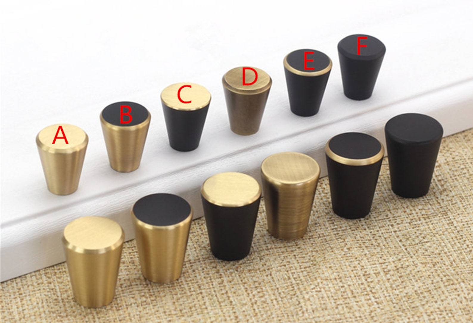 Brass Knob Midcentury Modern Cone Knob Knob Etsy